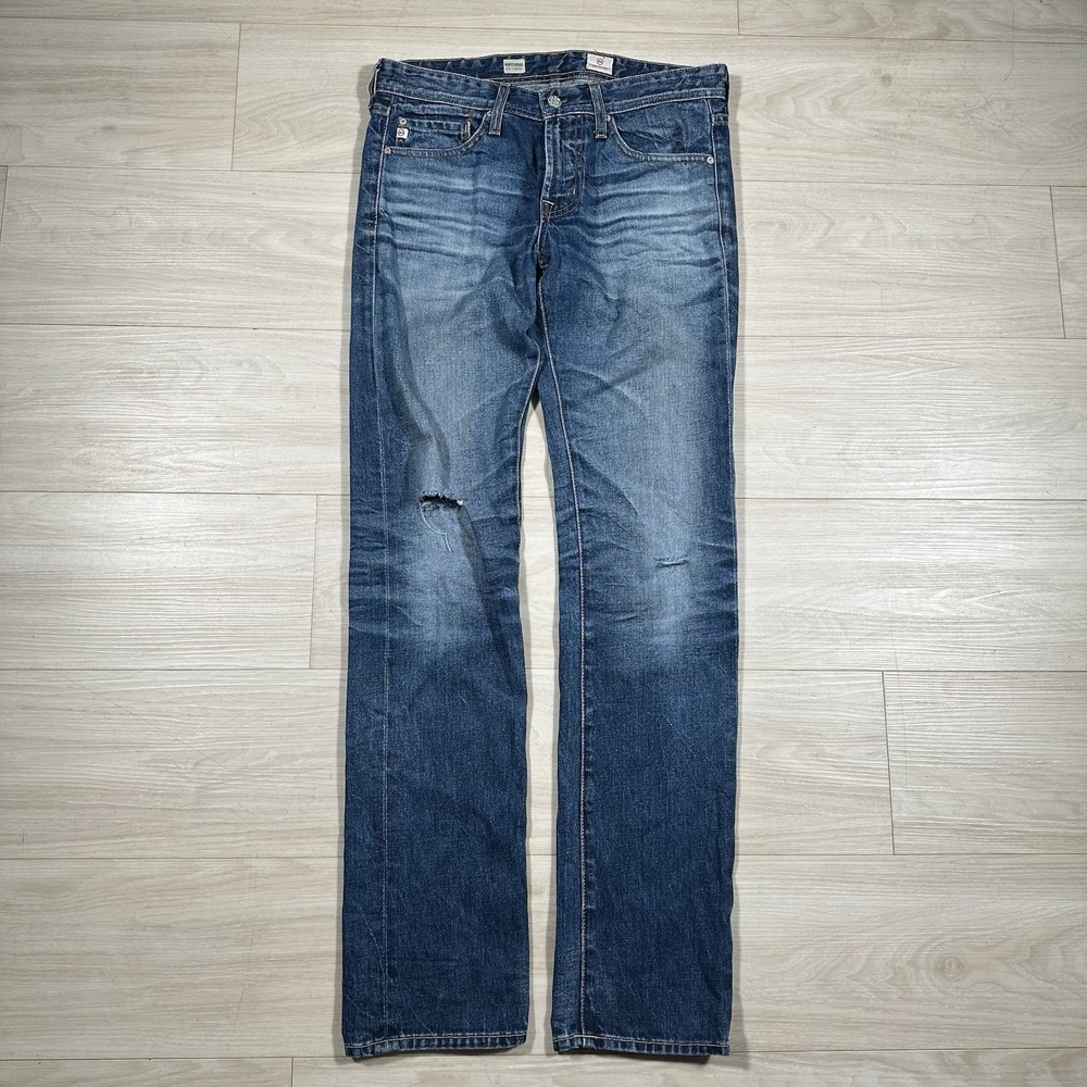 AG Adriano‎ Goldschmied The Matchbox Jeans Mens 30x34 Blue Slim Straight Stretch
